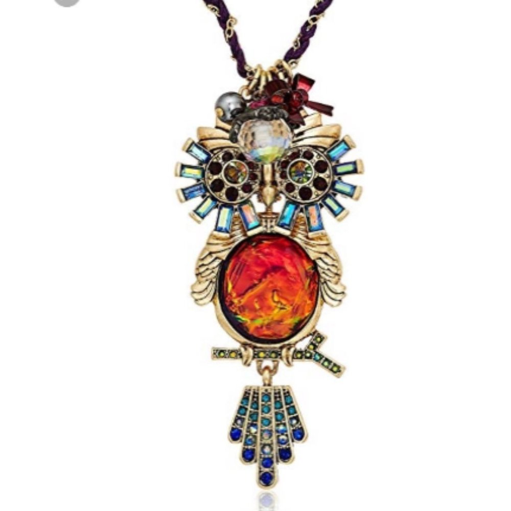Betsey Johnson SURREAL FOREST OWL NECKLACE - Picture 1 of 3